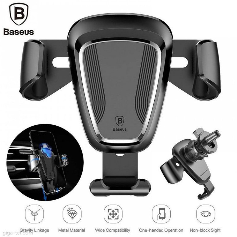 Тримач для телефону Baseus Glaze Gravity Car Mount Black автомобільний