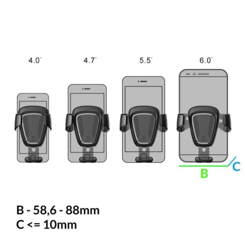 Тримач для телефону Baseus Glaze Gravity Car Mount Black автомобільний