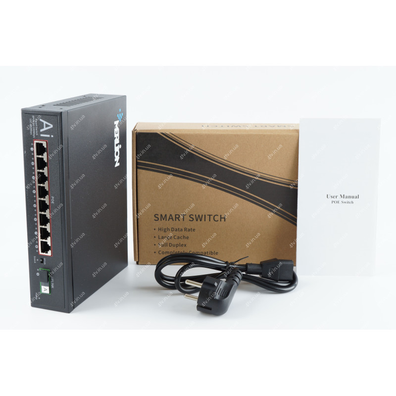 POE коммутатор Merlion 8 POE 10 / 100 + 1Single Fiber Tx1310nm + БП 52 В / 2.3 A