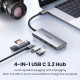 Хаб Ugreen CM480 USB-C to 2×USB 3.2+2×USB-C Adapter 10G Space Gray (UGR-30758)