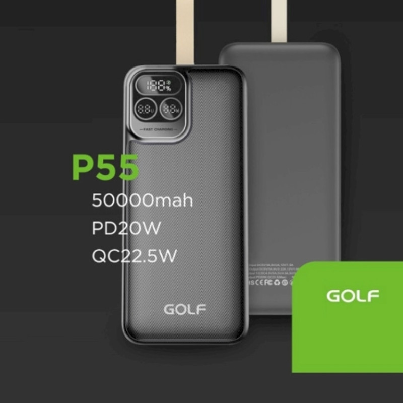 Power Bank GOLF P55 50000 mAh (PD20W+QC22.5W) Black