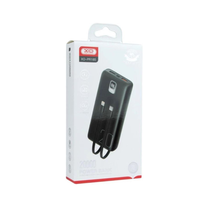 Power Bank XO PR185 with cable QC22.5W PD20W 20000 mAh Black