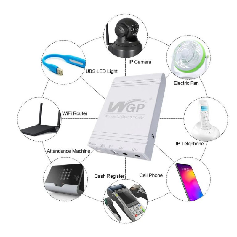 Power Bank WGP Mini UPS 5V/9V/12V 38.48WH 10400 mAh белый