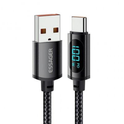 Кабель USB 2.0 TYPE-C Essager Enjoy LED Digital Display black (EXCT-XY01-P) 1 метр