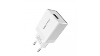 Адаптер мережевий BOROFONE BA20A + single port charger set (Micro) White