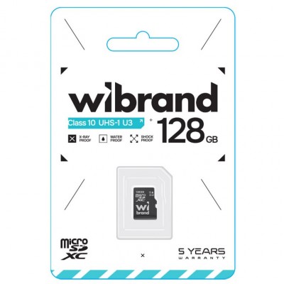 Карта пам'яті 128GB microSDXC UHS-I U3 Wibrand class 10 (WICDHU3/128GB)