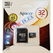 Карта пам'яті microSDHC UHS-1 Apacer 32GB class 10 Adapter SD (AP32GMCSH10U1-R)