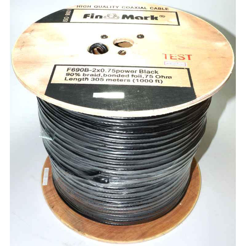 Кабель коаксіальний FinMark F690B-2*0.75power за метрами 75 Ом чорний