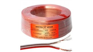Кабель акустичний Sound Star 2x0.22 Cu прозоро-червоний 100 метрів