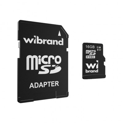 Карта пам'яті microSDHC Wibrand 16GB UHS-1 (WICDHU1/16GB-A) + SD-adapter
