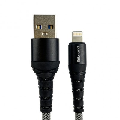 Кабель USB 2.0 Lighting Mibrand MI-14 Net Charging Line 2A Black / Grey метр (MIDC/14LBG)